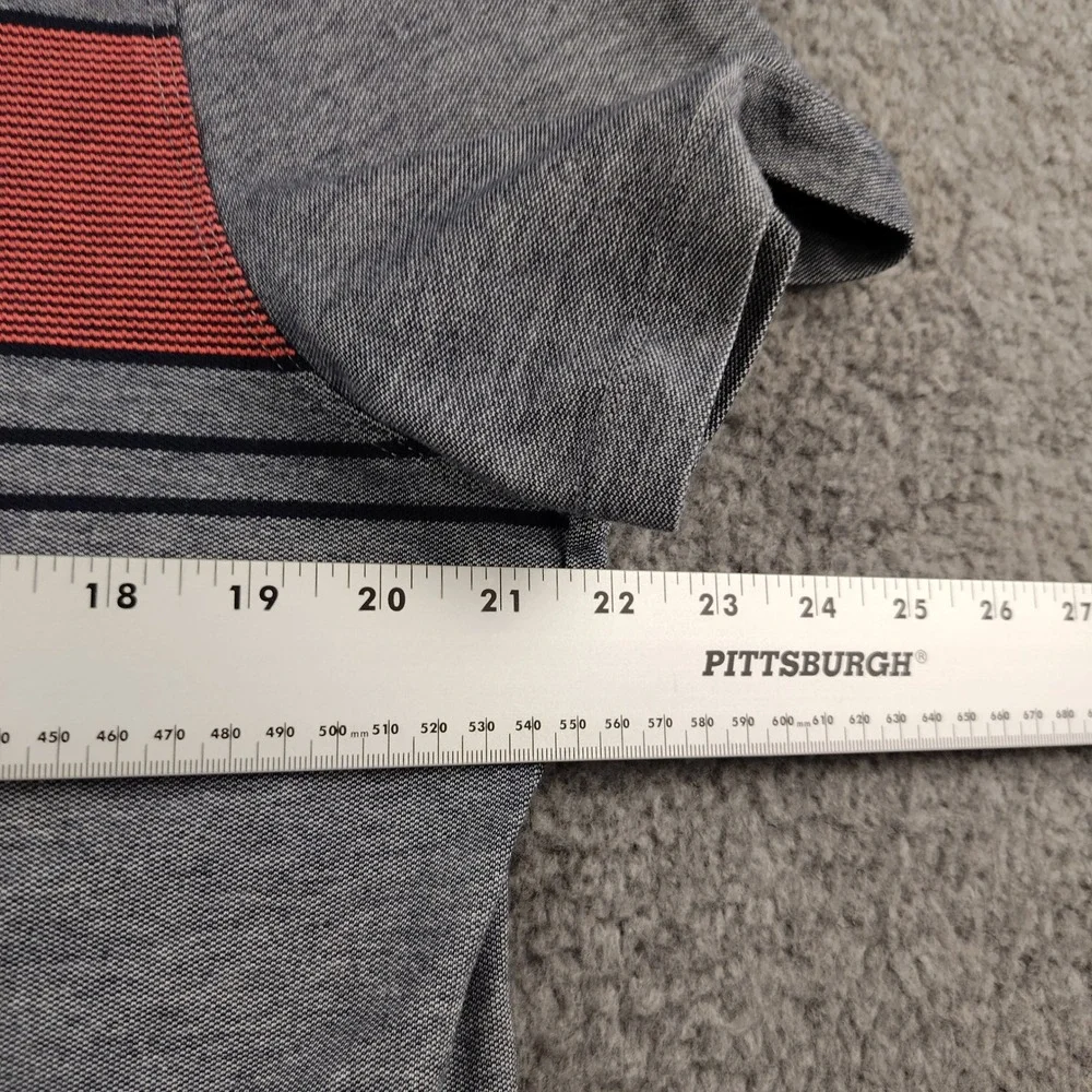 Banana Republic Cotton Polo Mens Large Performance Pique Grey Stripe EUC